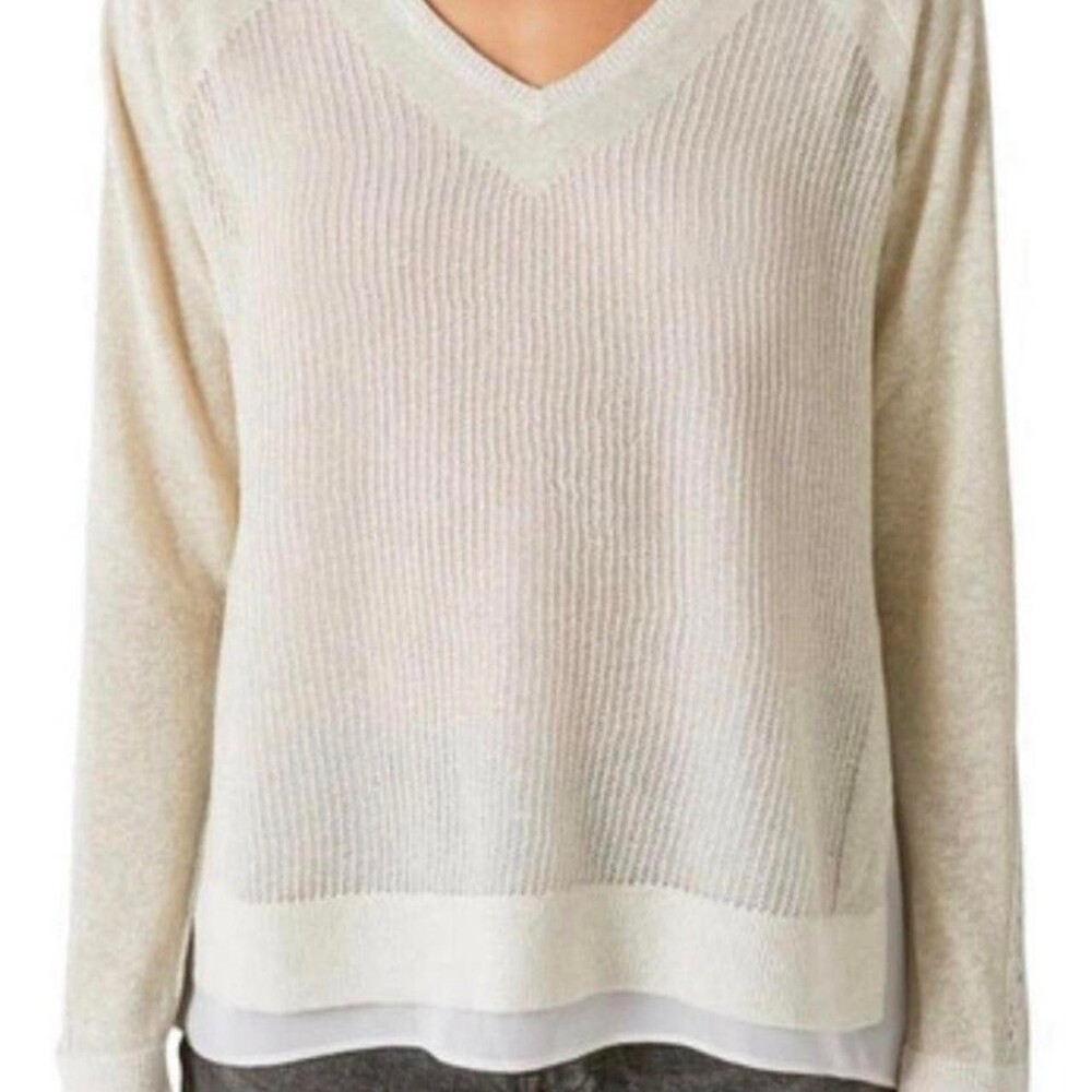 Lucky Brand Women's Cream and White Jumper